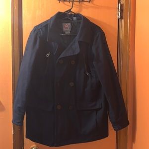 Avalanche Blue Pea Coat Men Size XL w/ 6 front pockets n inner pocket